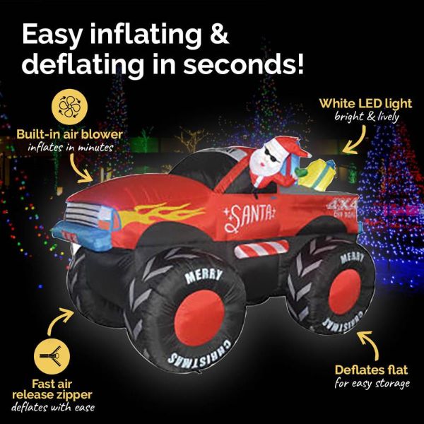 Large Inflatable LED Santa & Monster Truck - 210cm