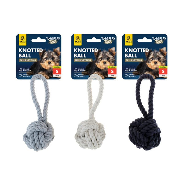Small Rope Tug Toy with Ball - 16cm x 6.9cm