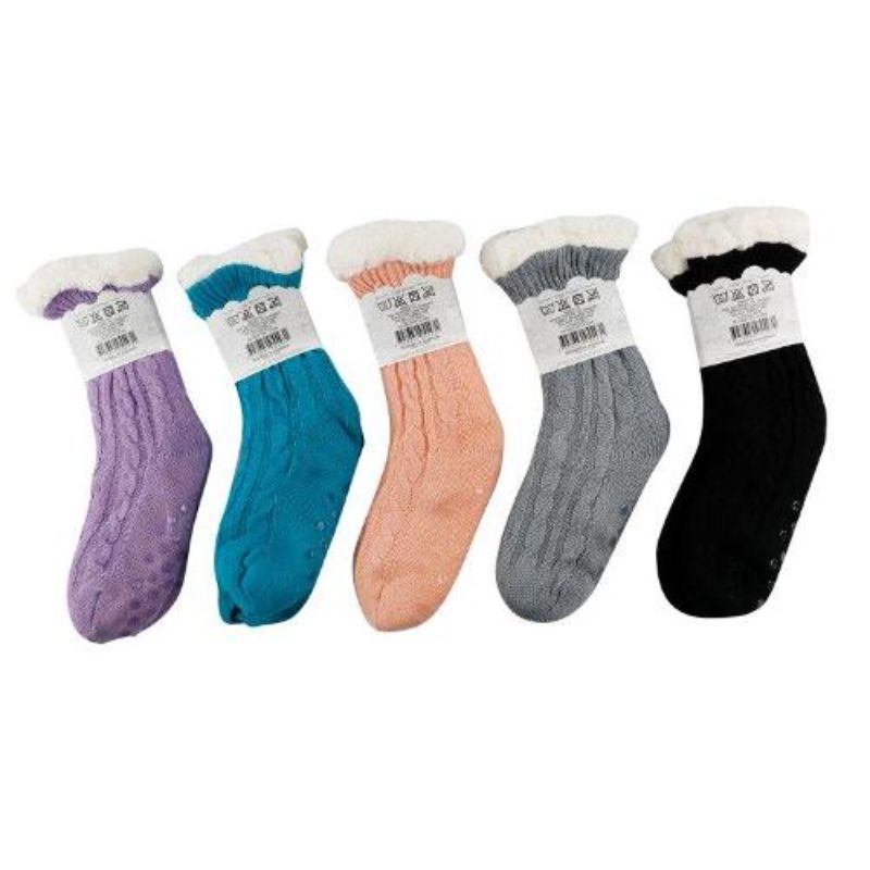 Womens Solid Sherpa Socks - Size 6-10