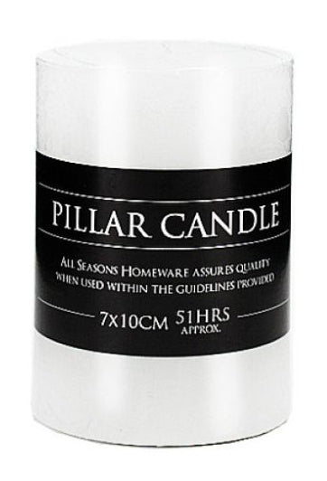White Flat Top Pillar Candle - 7cm x 10cm