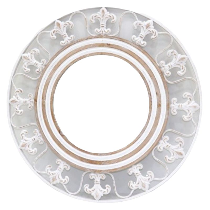 Metal & Wooden Round Mirror - 76cm