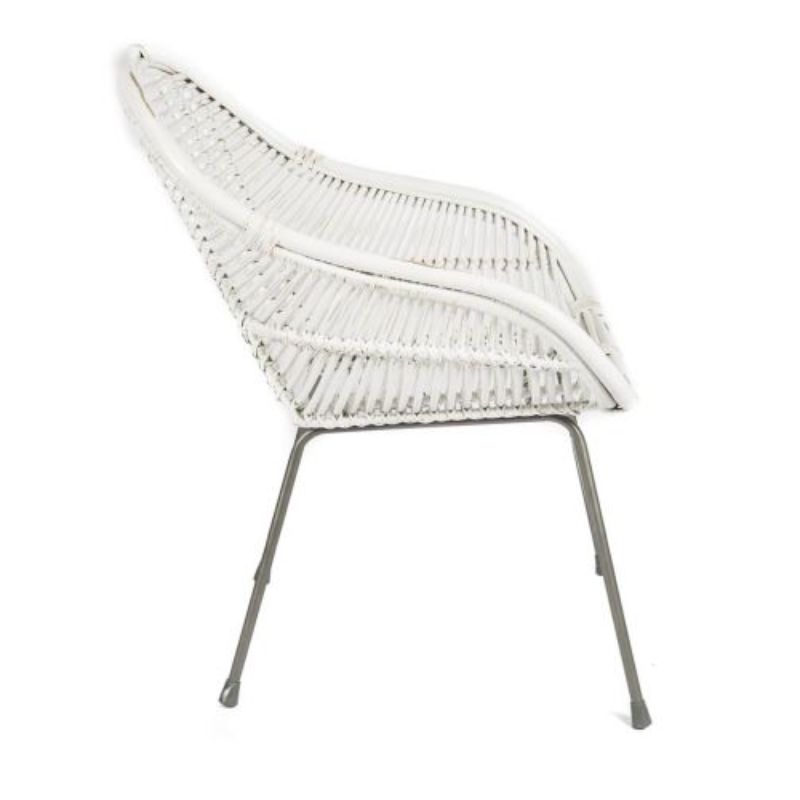 White Rattan Malta Armchair - 86.5cm x 67cm x 68cm