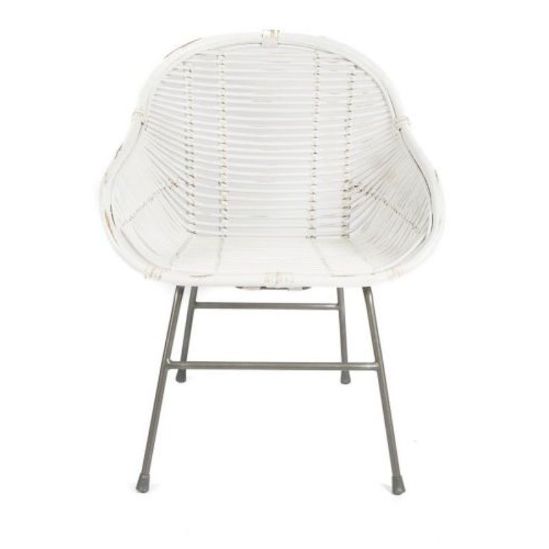 White Rattan Malta Armchair - 86.5cm x 67cm x 68cm