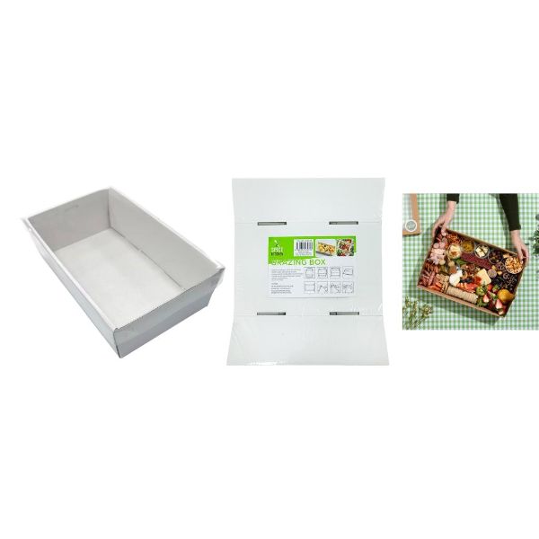 White Grazing Box with Clear Plastic Lid - 27.3cm x 17.4cm x 8cm