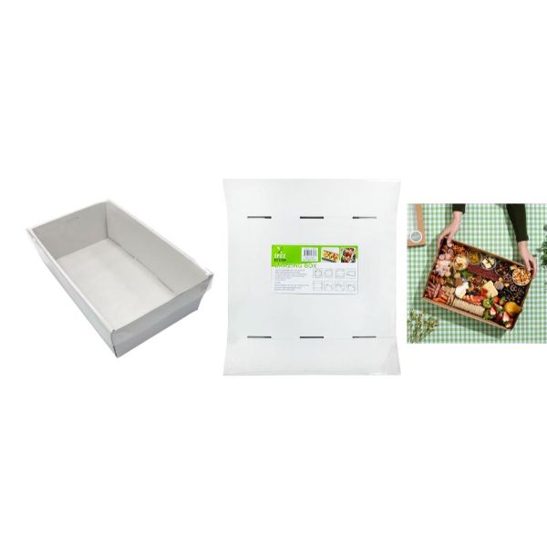 White Grazing Box with Clear Plastic Lid - 36cm x 25.8cm x 8cm
