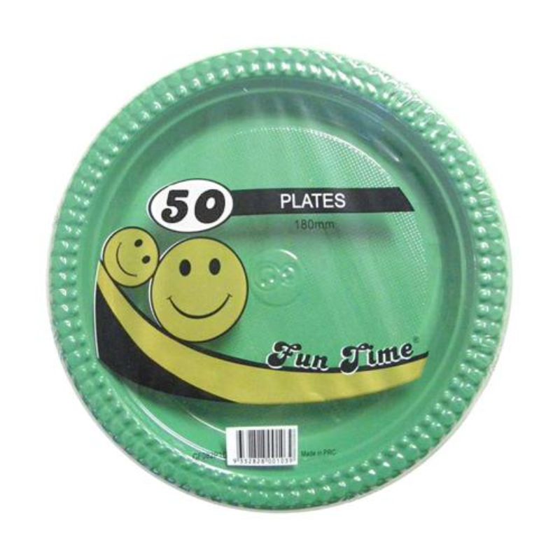 50 Pack Plastic Colour Round Plates - 18cm
