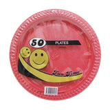 Load image into Gallery viewer, 50 Pack Plastic Colour Round Plates - 18cm
