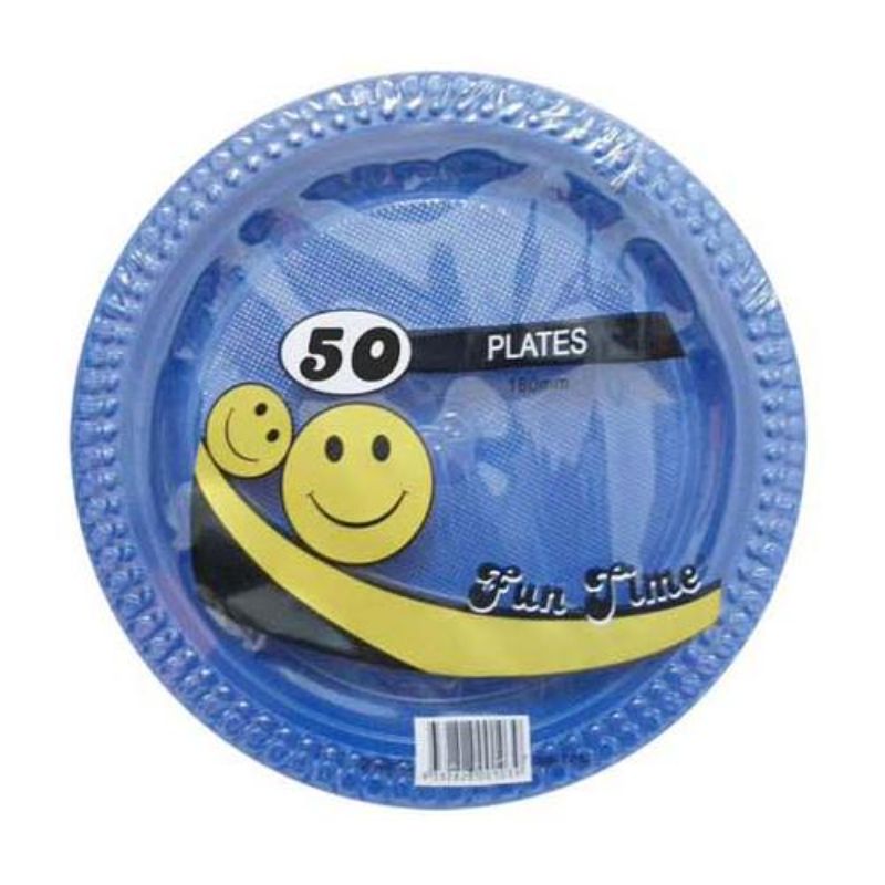 50 Pack Plastic Colour Round Plates - 18cm
