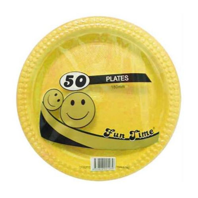 50 Pack Plastic Colour Round Plates - 18cm