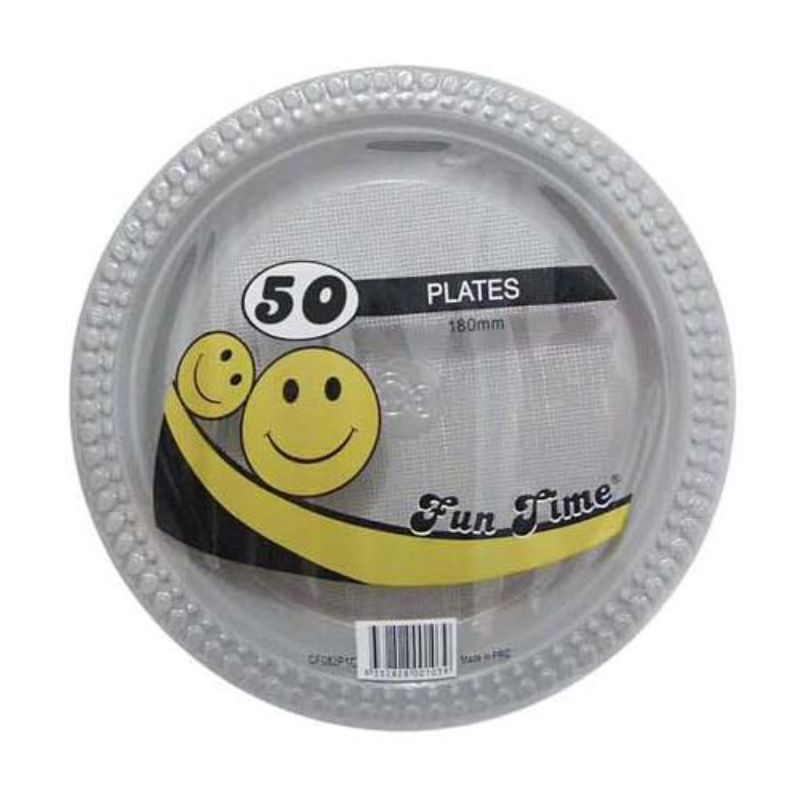 50 Pack Plastic Colour Round Plates - 18cm