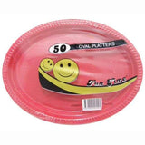 Load image into Gallery viewer, 50 Pack Plastic Colour Oval Plates - 30cm x 23cm
