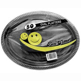 Load image into Gallery viewer, 50 Pack Plastic Colour Oval Plates - 30cm x 23cm
