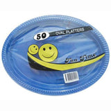 Load image into Gallery viewer, 50 Pack Plastic Colour Oval Plates - 30cm x 23cm
