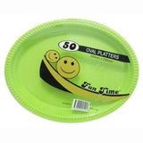 Load image into Gallery viewer, 50 Pack Plastic Colour Oval Plates - 30cm x 23cm
