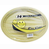 Load image into Gallery viewer, 50 Pack Plastic Colour Oval Plates - 30cm x 23cm
