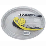 Load image into Gallery viewer, 50 Pack Plastic Colour Oval Plates - 30cm x 23cm
