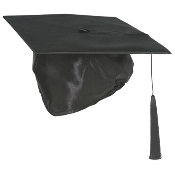 Black Satin Graduation Hat