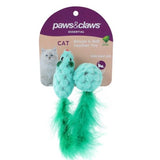 Load image into Gallery viewer, 2 Pack Mouse &amp; Ball Feather Cat Toy - 15cm
