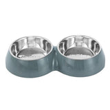 Load image into Gallery viewer, Stainless Steel Grey Non Slip Melamine Double Pet Bowl - 400ml

