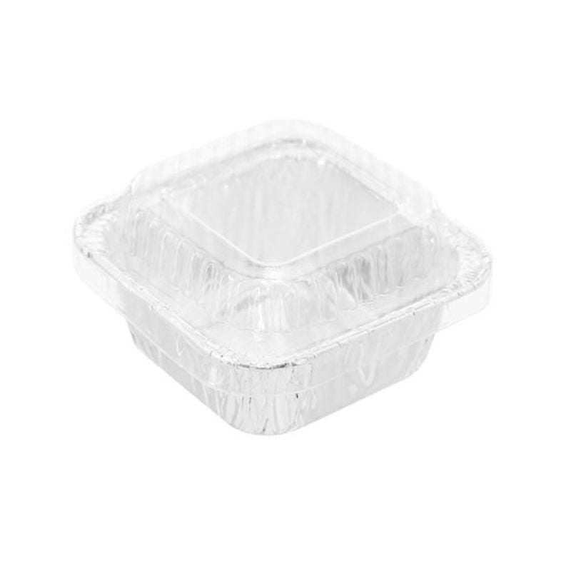 15 Pack Square Foil Baking Cup with Plastic Lid - 7.5cm