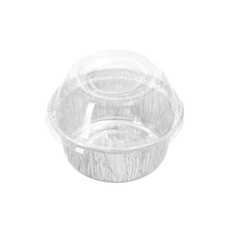 15 Pack Round Foil Baking Cup with Plastic Lid - 8.5cm