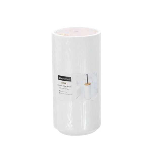 Bano White Ceramic Toilet Brush Set - 10.5cm x 10.5cm x 37.5cm