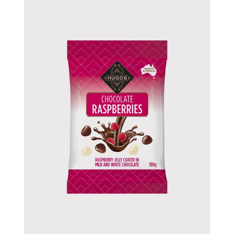 Hugos Chocolate Raspberries - 180g