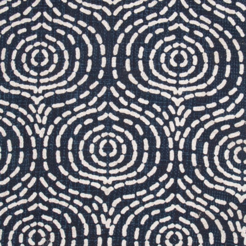 Navy Printed Cotton Slub Cushion Prefilled - 45cm x 45cm x 10cm