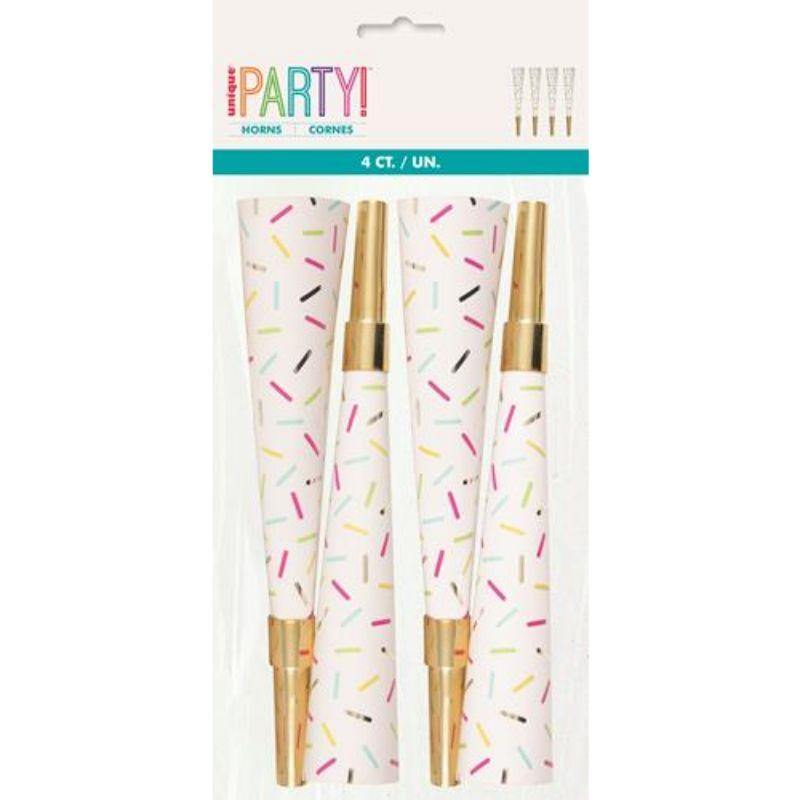 4 Pack Confetti Print Gold Horns - The Base Warehouse