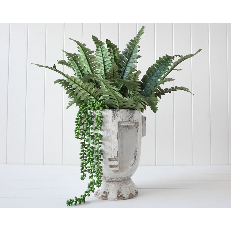 White Picasso Small Distressed Pot Planter - 22cm x 28cm x 19cm