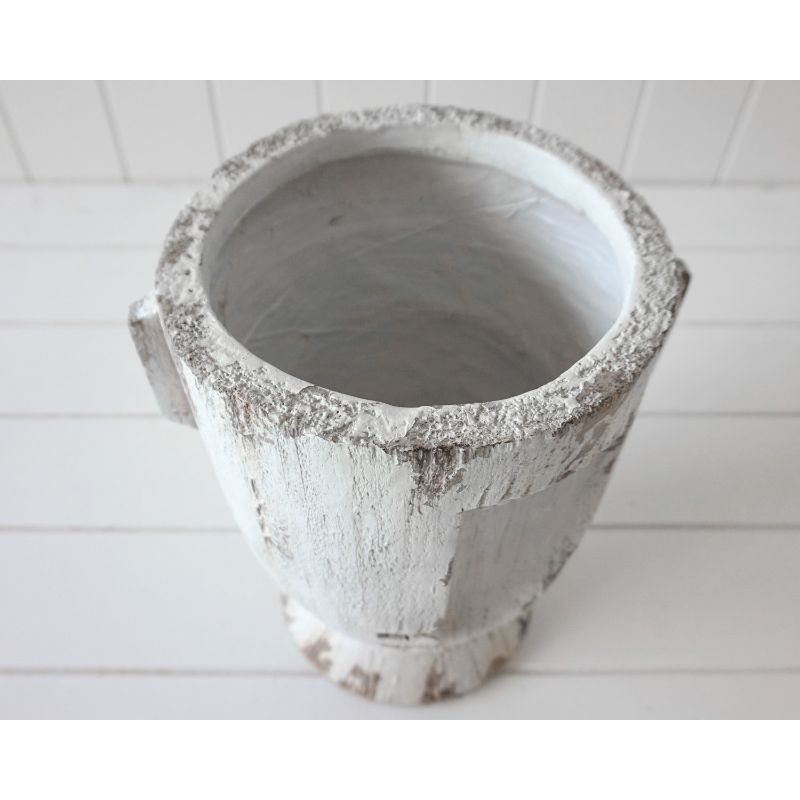 White Picasso Small Distressed Pot Planter - 22cm x 28cm x 19cm