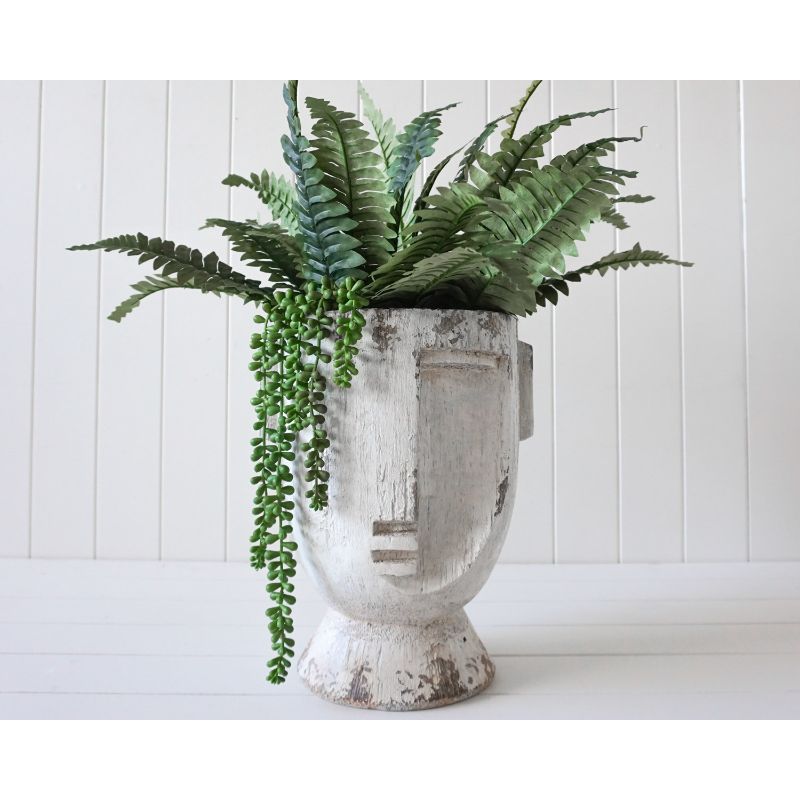 White Picasso Large Distressed Pot Planter - 26cm x 34cm x 23cm