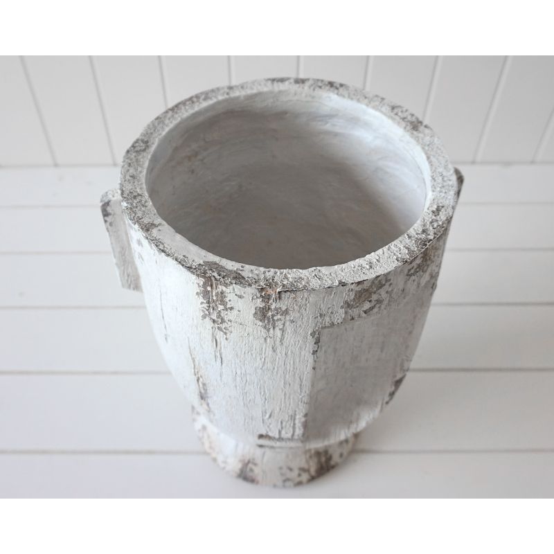 White Picasso Large Distressed Pot Planter - 26cm x 34cm x 23cm