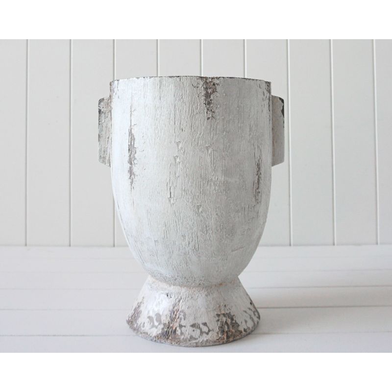 White Picasso Large Distressed Pot Planter - 26cm x 34cm x 23cm