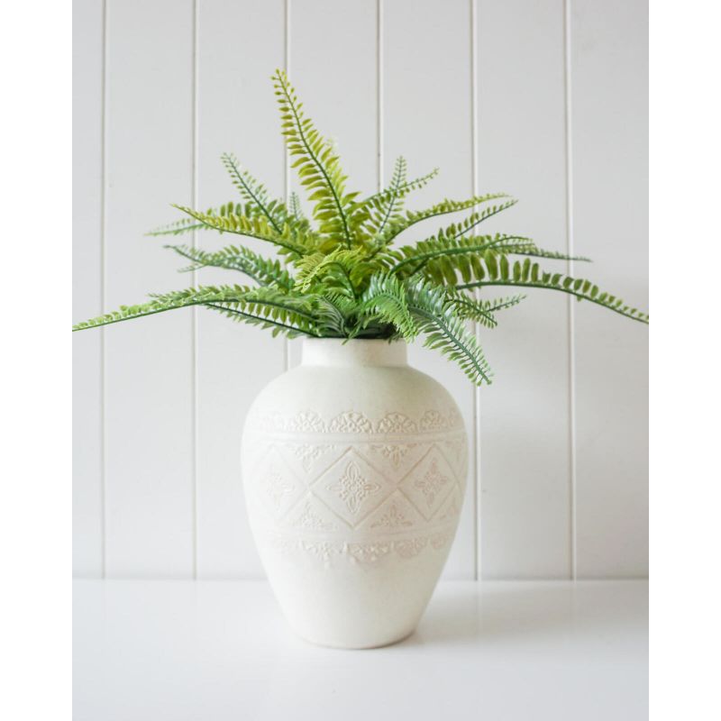 Antique White Victoria Decorative Medium Vase - 20cm x 20cm x 25cm