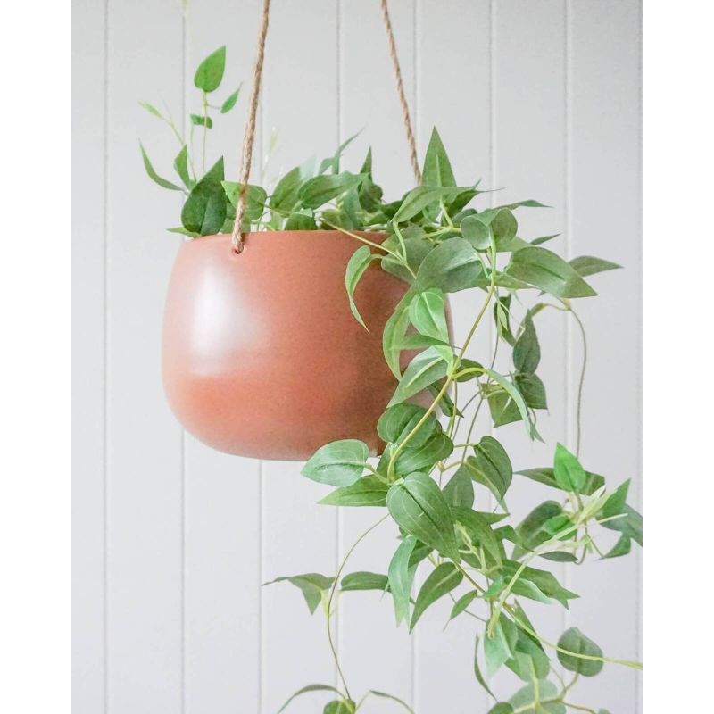 Rust Cornelus Wide Hanging Pot Ceramic Planter - 20cm x 20cm x 14cm