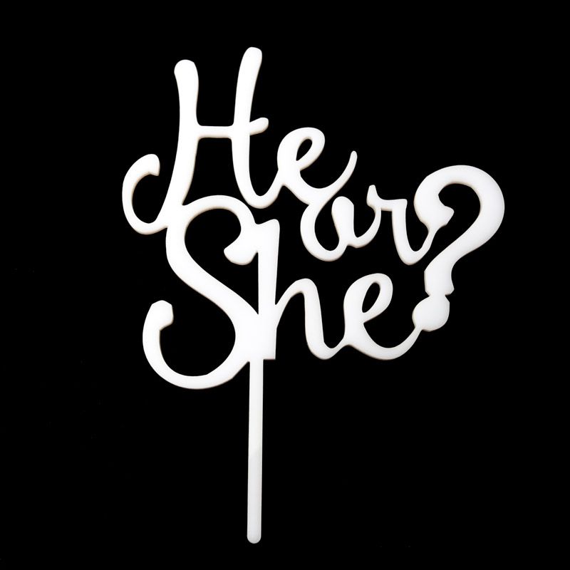 White He OR She Cake Topper - 15cm x 14cm