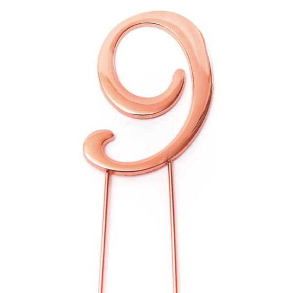 Number 9 Rose Gold Cake Topper - 7cm