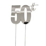 Load image into Gallery viewer, Silver 50th Metal Cake Topper - 9cm x 11cm
