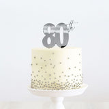 Load image into Gallery viewer, 80th Silver Metal Cake Topper - 9cm
