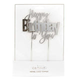 Load image into Gallery viewer, Happy Birthday To You Silver Metal Cake Topper -12cm
