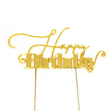 Load image into Gallery viewer, Gold Plated Happy Birthday Cake Topper - 6.5cm x 13.5cm
