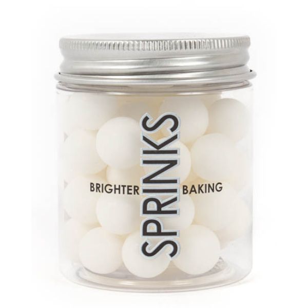 Sprinks Cachous Pearl Beads Matte White 1cm - 85g