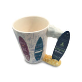 Load image into Gallery viewer, White Drinking Mug with Surfboard Handle
