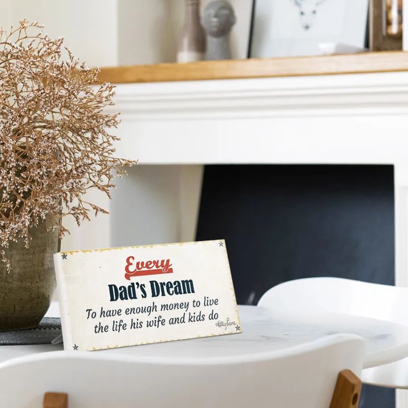 Fathers Day Vintage Dream Sentiment Plaque - 10cm x 20cm