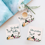 Load image into Gallery viewer, 4 Pack Rose Ceramic Follow Your Dreams Coaster Gift Box - 10cm x 10cm
