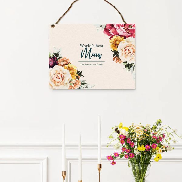 Rose Hanging Tin Sign - 40cm x 30cm