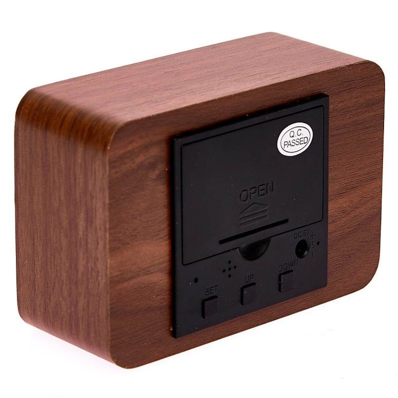Brown Wooden Cuboid LED Table Clock - 10cm x 7cm x 4.3cm | The Base ...