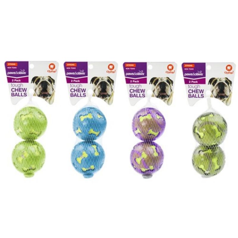 2 Pack TPR & Felt Ball Pet Toys - 7cm