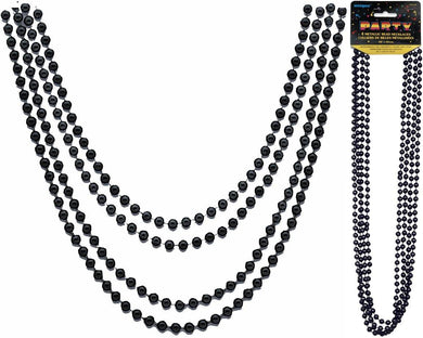 4 Pack Metallic Black Bead Necklaces - 81cm - The Base Warehouse